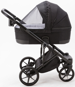 Детская коляска Adamex Marco 2 в 1 GA12 (ЧЕРН. ТК. + ЧЕРН.КОЖ.ОТД.)