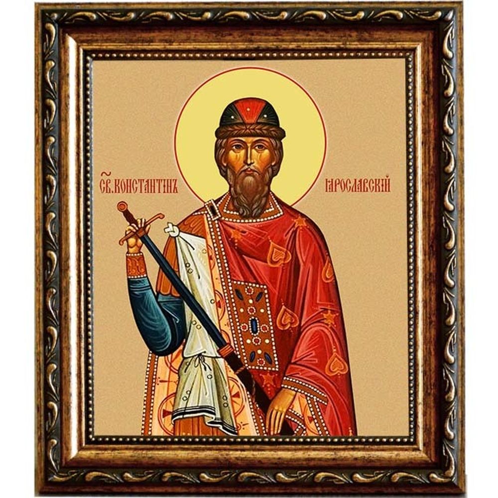 Константин Ярославский Святой Благоверный князь. Икона на холсте.