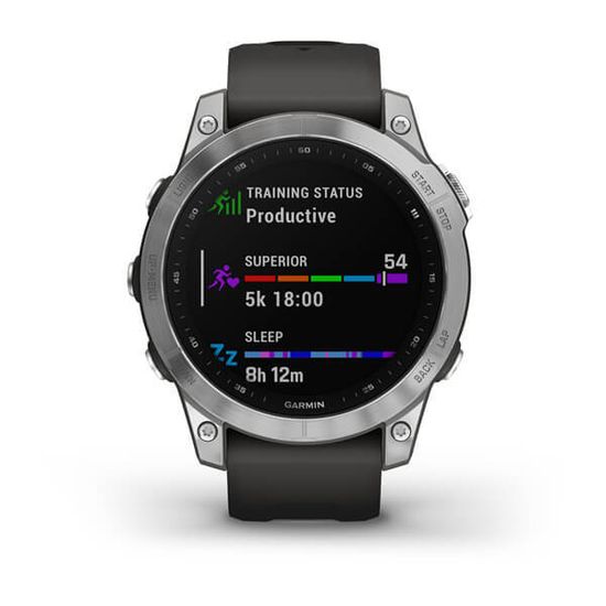 Часы Garmin Fenix 7, серебристый, графитовый силикон 010-02540-01