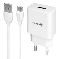 Зарядное устройство FUMIKO CH06 1USB 2.1А c кабелем Type-C белое