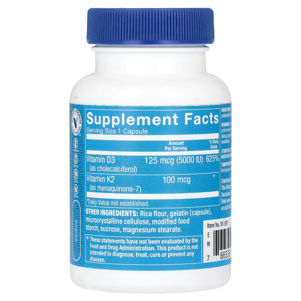 The Vitamin Shoppe, витамины D3 и К2, 60 капсул