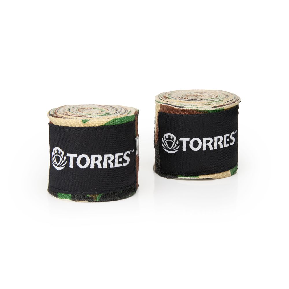 Бинт боксерский эластичный TORRES, PRL62017CA, дл. 3,5 м, шир. 5,5 см, 1 пара, хаки камуфляж