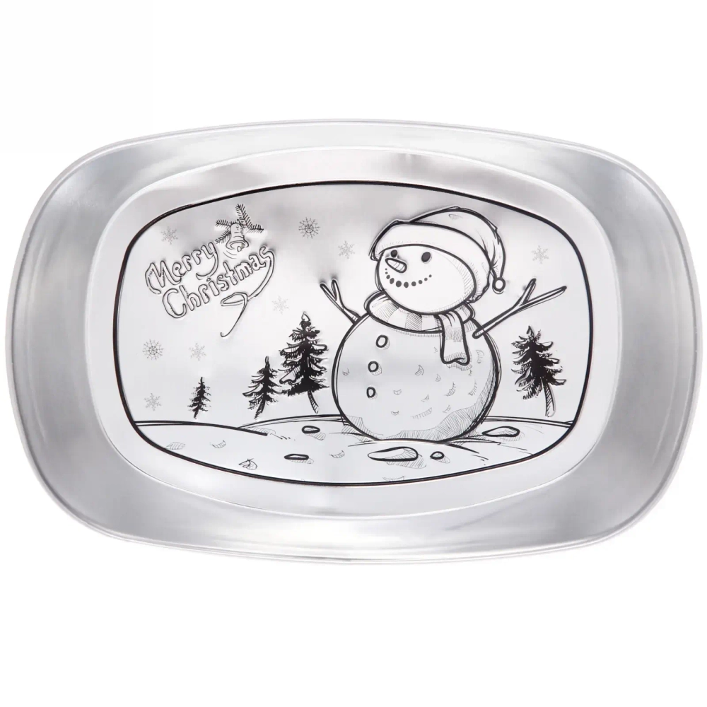 Блюдо жестяное 25*16см «Снеговик»