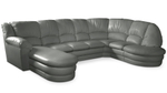 Большой диван Оберон с круглой секцией и оттоманкой Galaxy It Grey 358*222*102 см, Серый Экокожа Нераскладной Фиеста