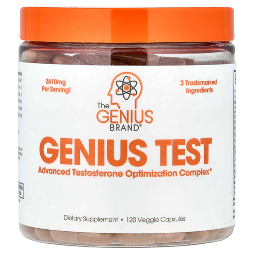 The Genius Brand, Genius Test, комплекс для повышения уровня тестостерона, 120 растительных капсул
