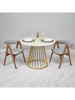 Стул Alan латте букле с ножками цвета орех