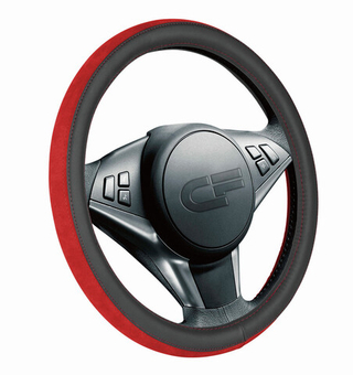 Оплетка на руль круглая CarFashion -М- «FLIP» 31316 - Экокожа - черный/красный/красный