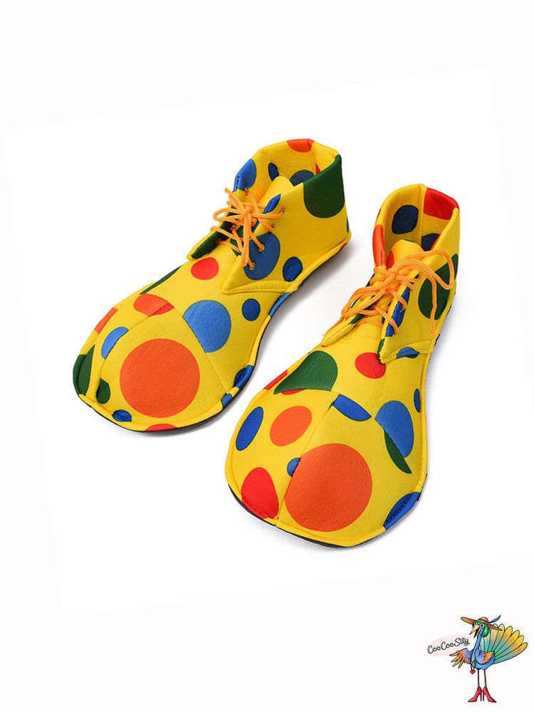 Ботинки клоуна желтые в разноцветные круги 38 х 19 см (ткань, фоамиран)