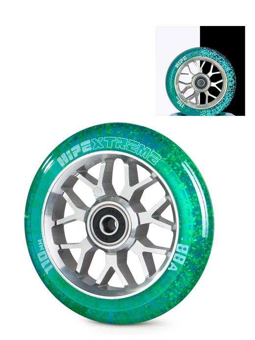 Колесо HIPExtreme Neon Flakes 110*24 мм, серебро/голубой