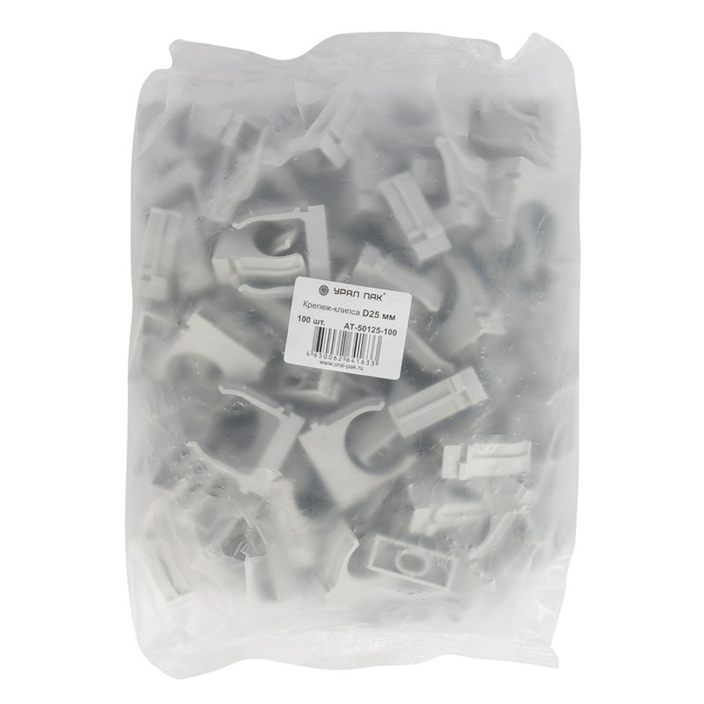 Крепеж-клипса для трубы 25 мм серая 100 шт