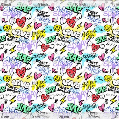 Яркий разноцветный граффити паттерн стрит уличный стиль любовь рэп by alain_caster 750 DPI