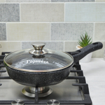 Сковорода 20см высота 5,1см Гранит со съемной ручкой и стеклянной крышкой, с2054аг