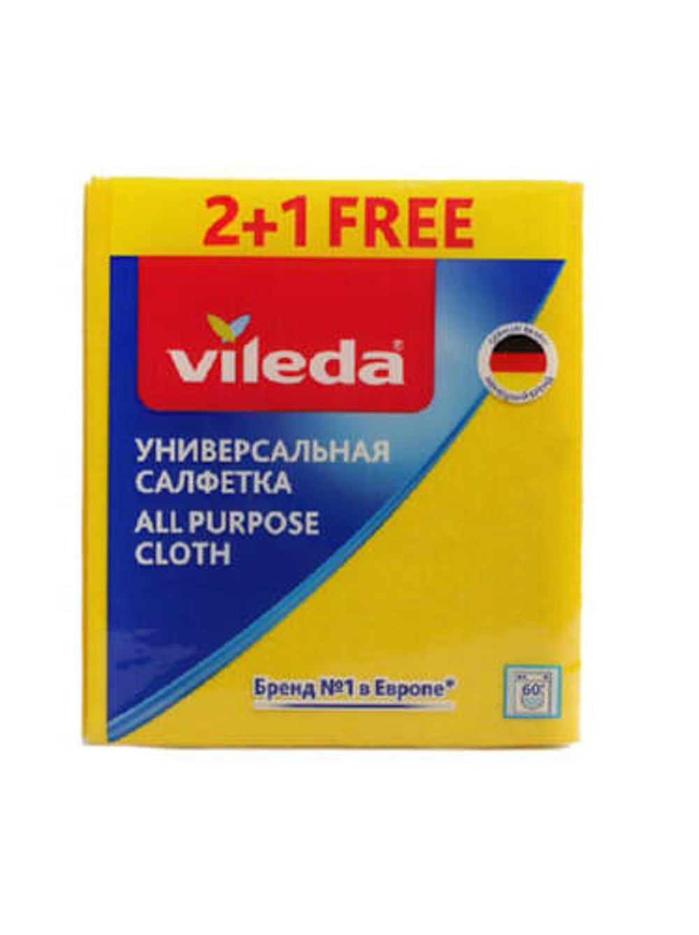 Салфетка Vileda вискозная универсальная размер 40х36 3штуки.