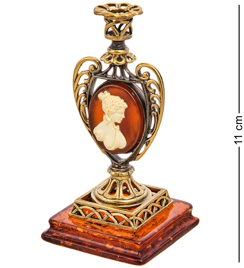 Народные промыслы AM-2953 Подсвечник «Камея» (латунь, янтарь)