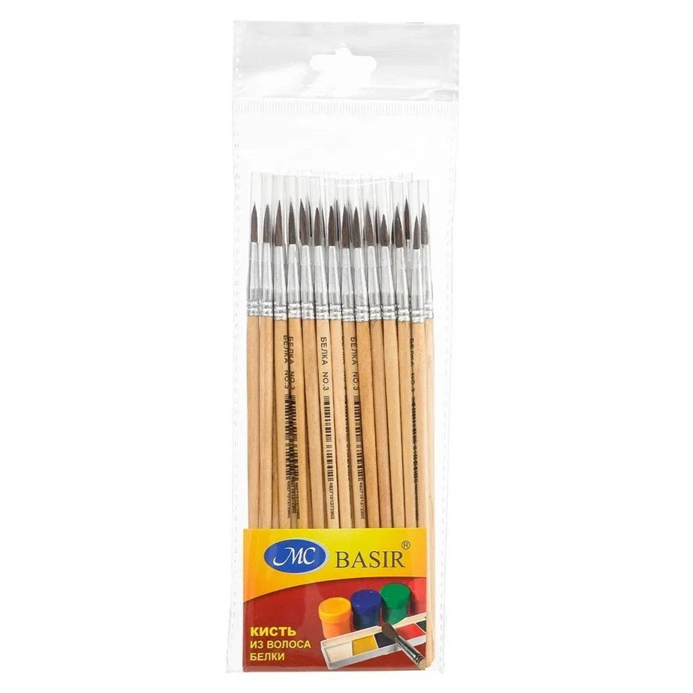 Кисть для рисования Basir художественная, белка, №3
