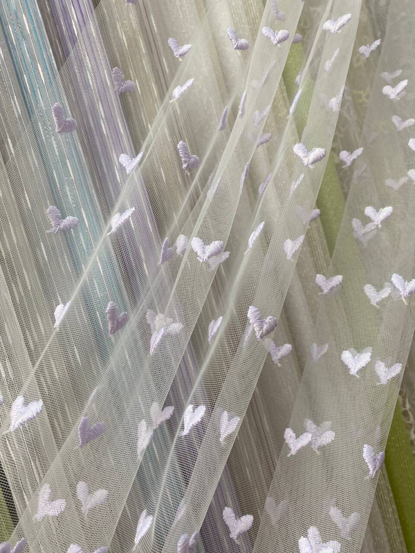 Вышивка на микросетке сердечки (5005)