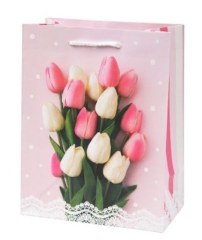 Бумажный пакет для сувенирной продукции с ламинацией, с шириной основания 17,8 cм, плотность бумаги 140 г/м2 / 17,8*22,9*9,8см арт.87933