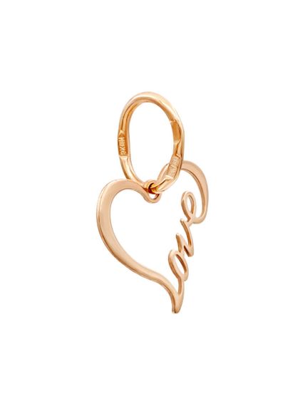 Фото подвески Сердце Love из золота, вид сбоку