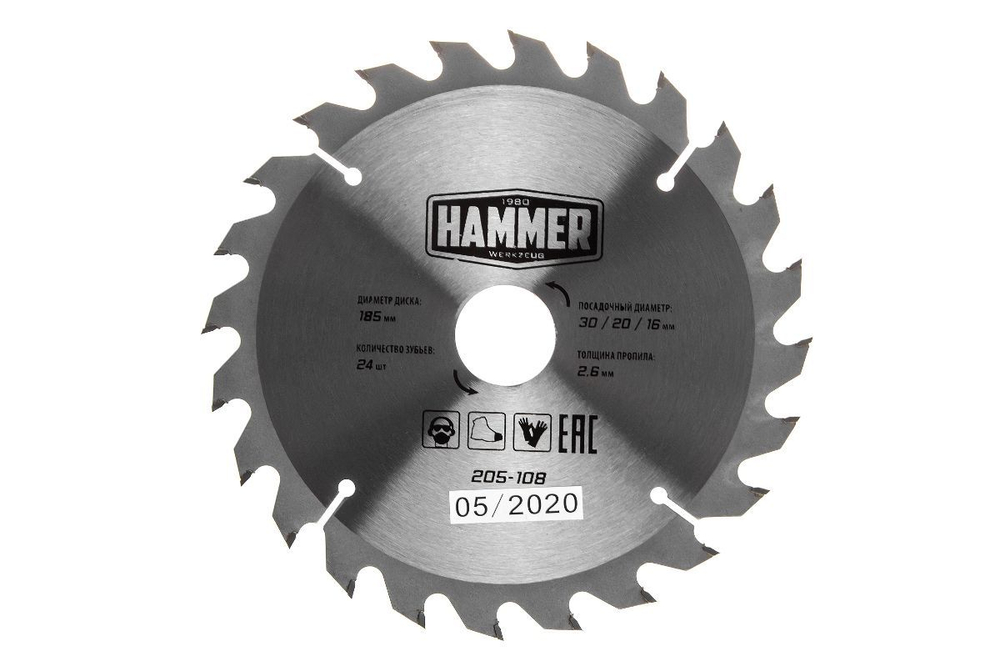 Диск пильный Hammer 205-108 CSB WD 185мм*24*30/20мм
