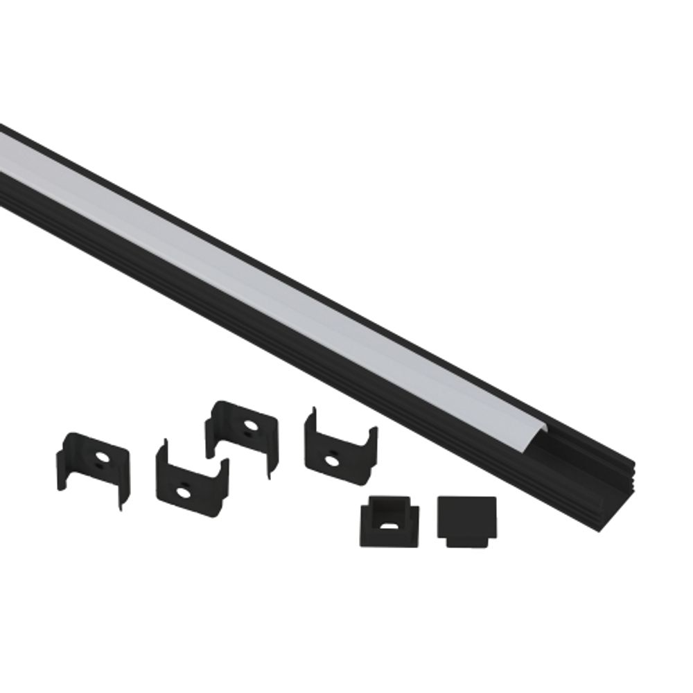 Комплект с накладным анодированным профилем ЭРА 1612B 16х12мм, 2м, черный САВ261