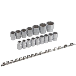 Набор головок 16пр.1/2''(12гр.)(10-19,21,22,24,27,30,32мм) на планке Forsage F-4161-9