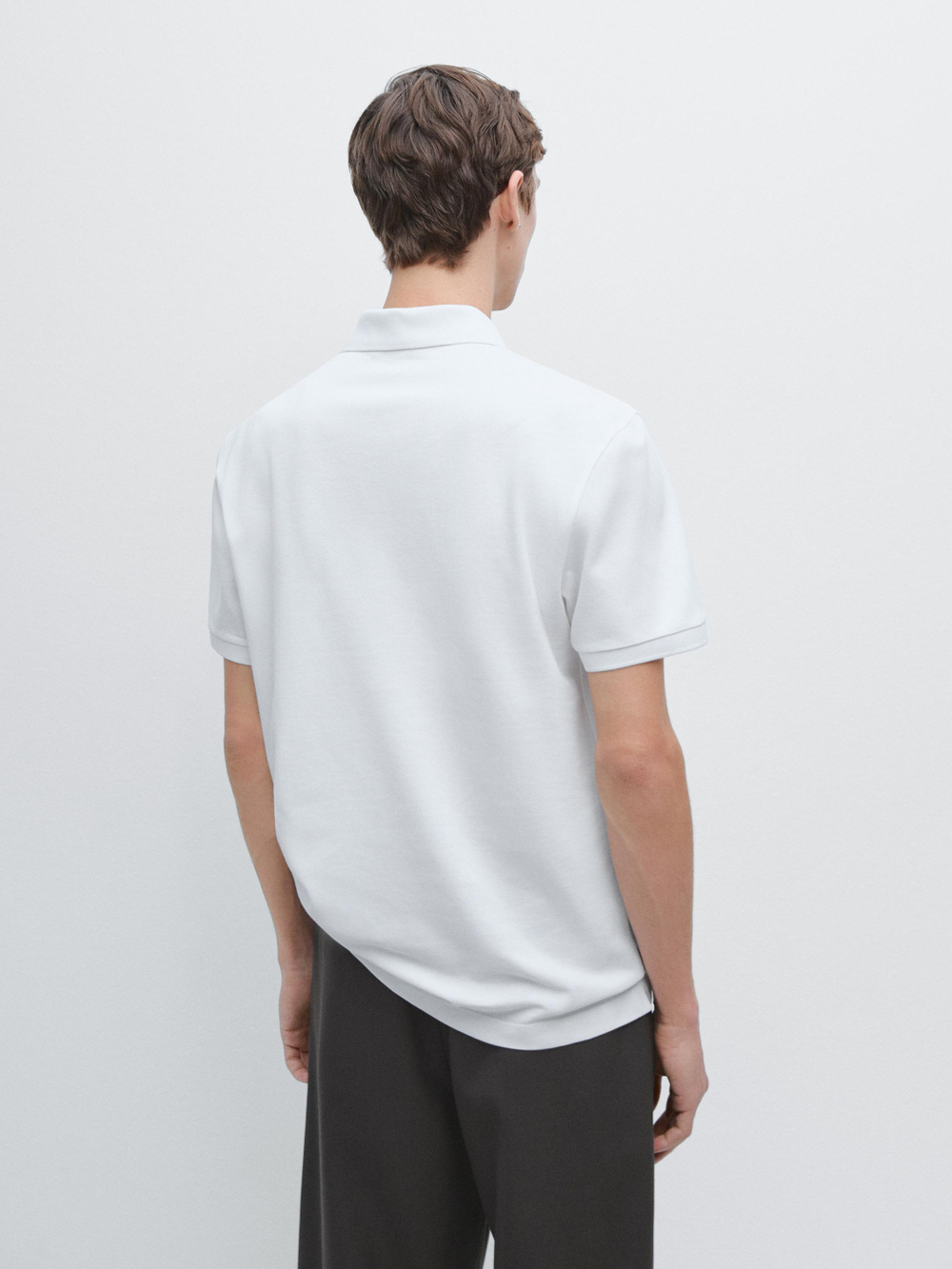 Massimo Dutti Поло из рельефного хлопка, белый