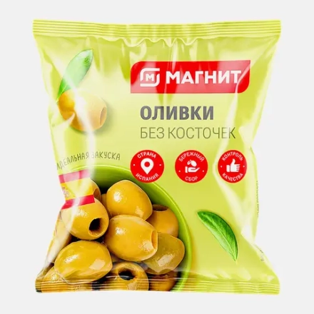 Оливки Магнит зеленые без косточки 170г