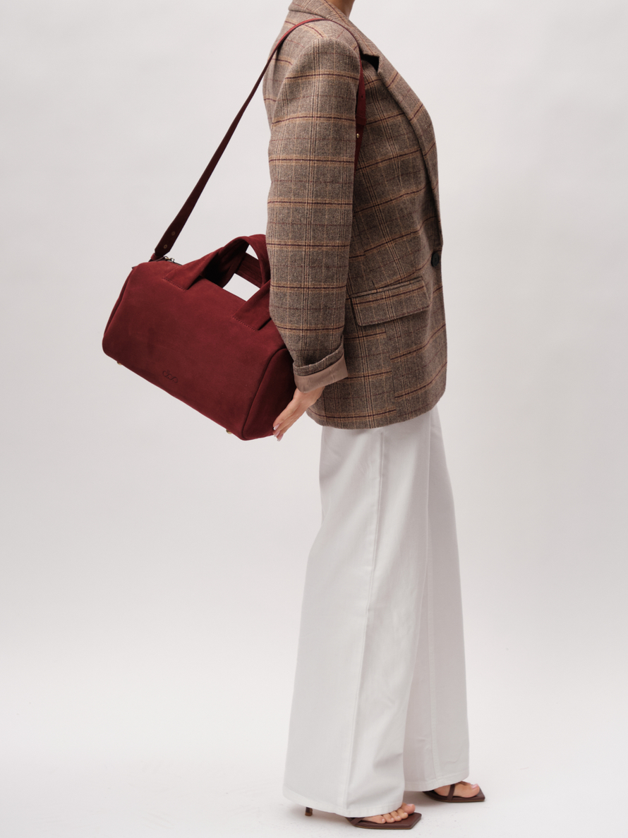 Замшевая сумка DBR 31378 красное вино