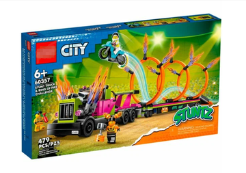 Конструктор Трюковой грузовик и огненное кольцо 479 деталей