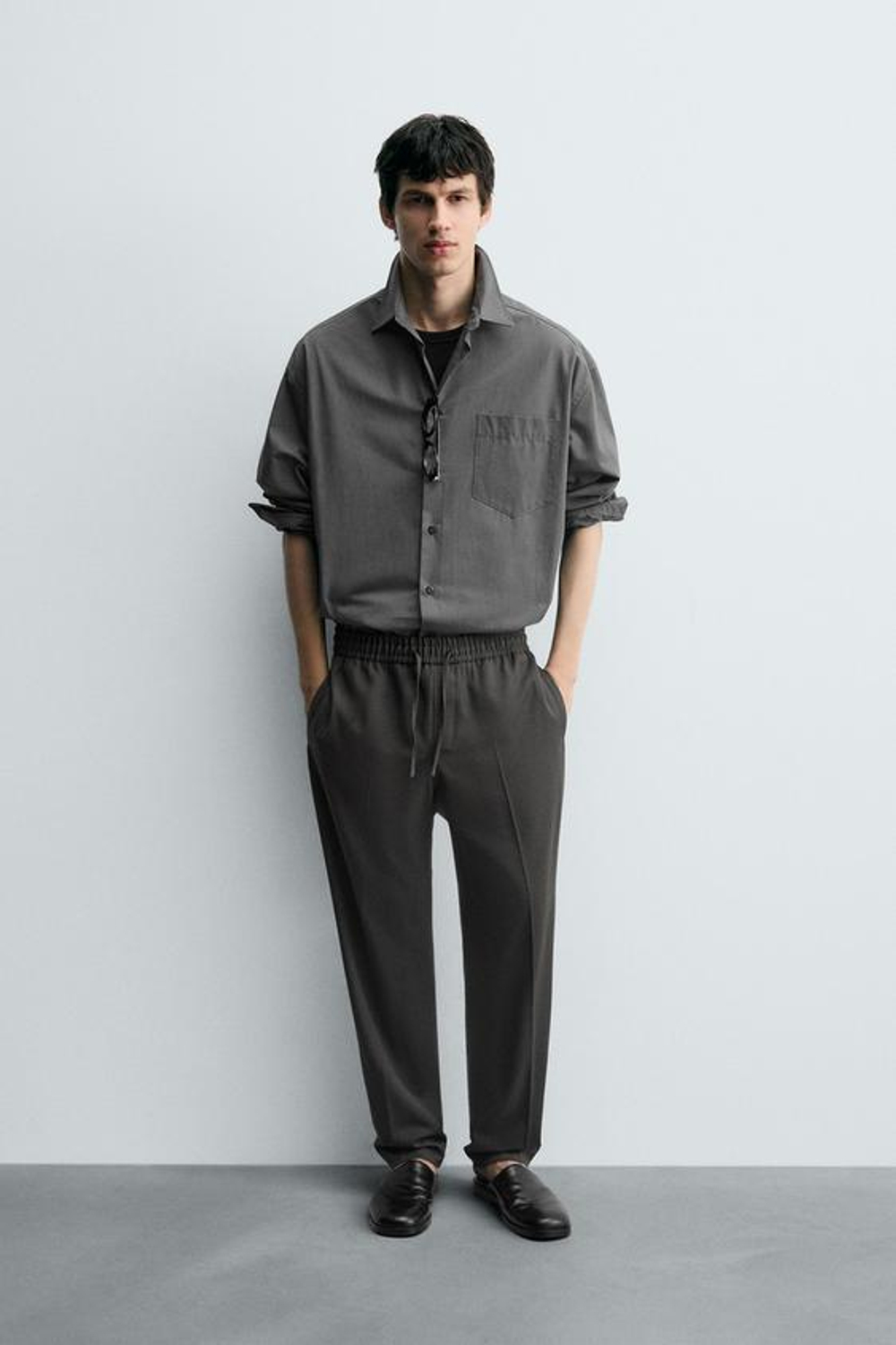 ZARA БРЮКИ-ДЖОГГЕРЫ КОМФОРТНОЙ ПОСАДКИ, ТЕМНО-ЗЕЛЕНЫЙ