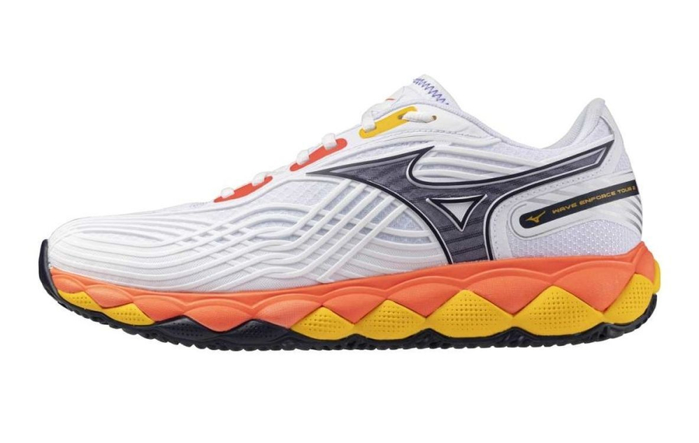 Мужские кроссовки теннисные Mizuno Wave Enforce Tour 2 CC - white/fiery coal 2/citrus