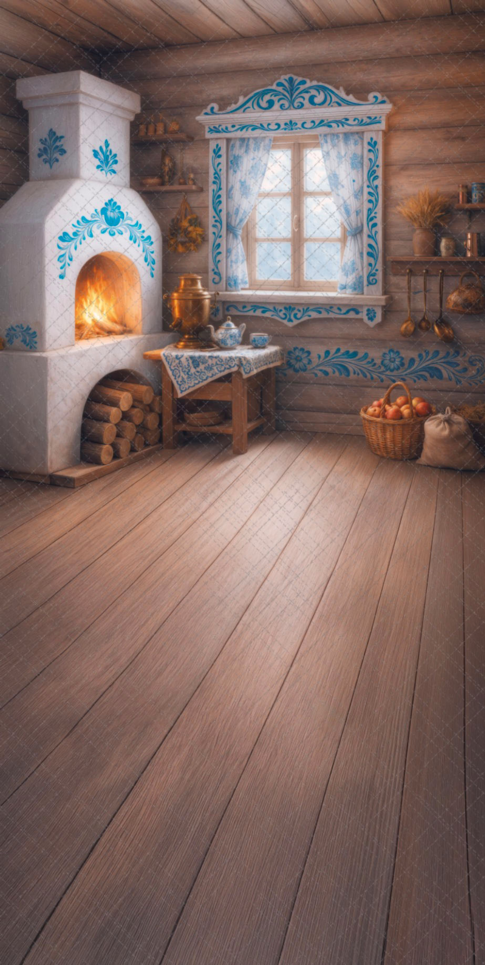 Гжель №1 - фон неопреновый