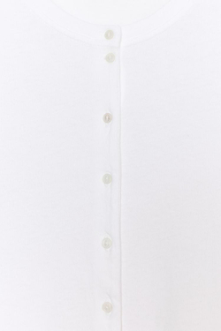 ZARA ФУТБОЛКА ИЗ 100% ХЛОПКА НА ПУГОВИЦАХ, БЕЛЫЙ