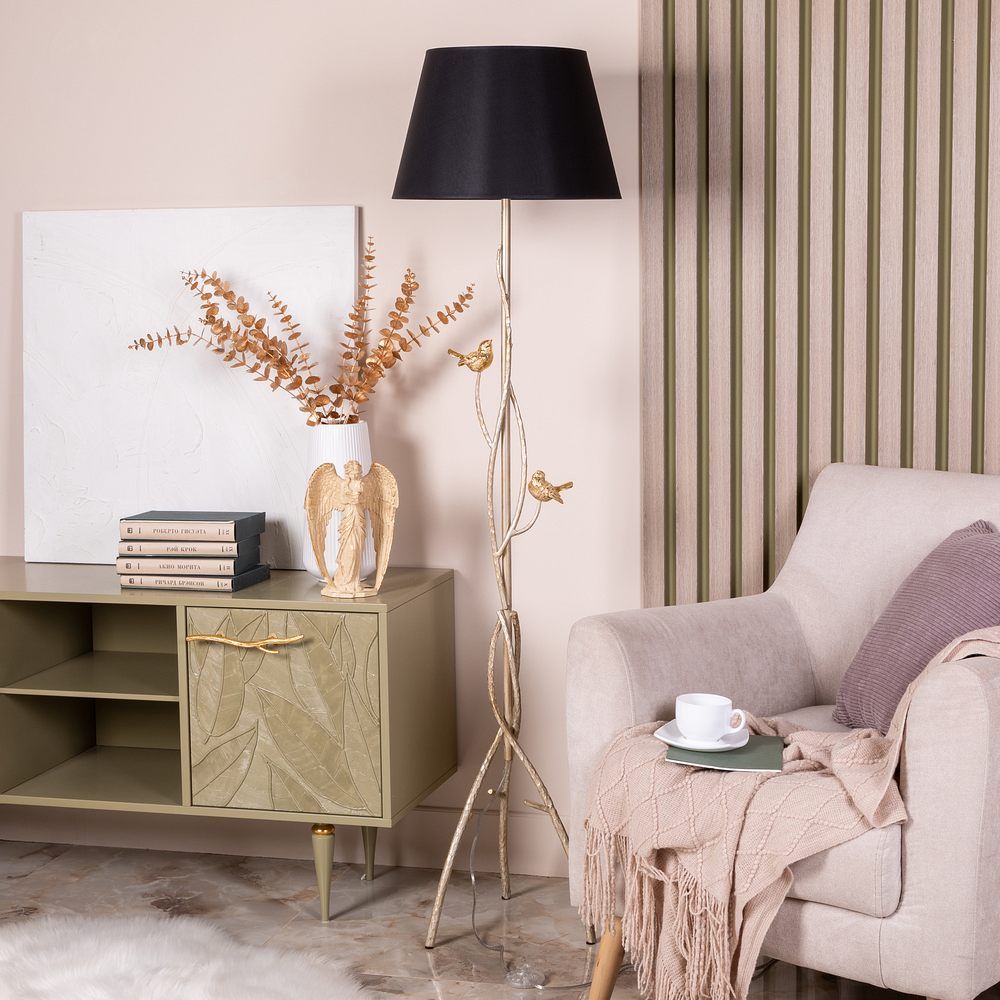 Светильник напольный торшер Терра с абажуром Сити-2 Черный