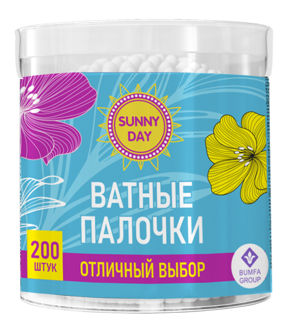 Sunny Day Палочки ватные, 200 шт (цилиндр)