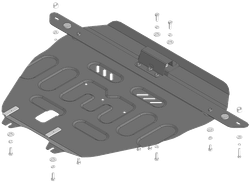 Защита картера двигателя, КПП. 2 мм, Сталь. для Ford Bronco Sport 2020-2024, Motodor.70709