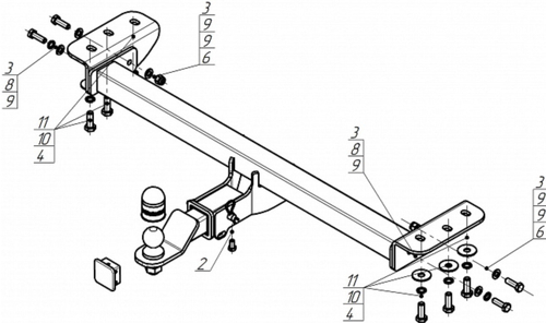 Фаркоп Motodor для Tank 700 2024- (оцинк. Шар)(паспорт и сертификат в комплекте)(без электрики) 93122-E
