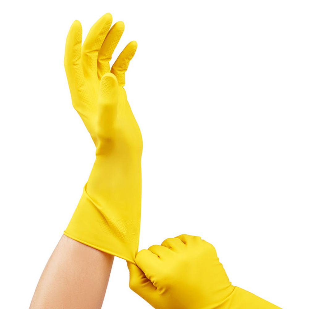 Перчатки резиновые OfficeClean, желтые, размер S