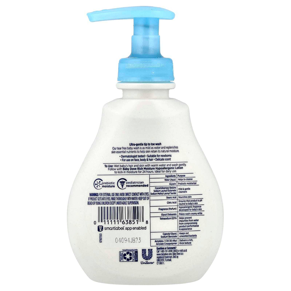 Dove, Baby, Средство для мытья кончиков пальцев ног, насыщенное увлажнение, 6,5 жидких унций (192 мл)