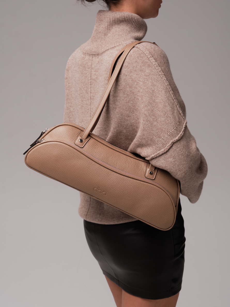 Женская кожаная сумка DBR 31186 коричневый капучино