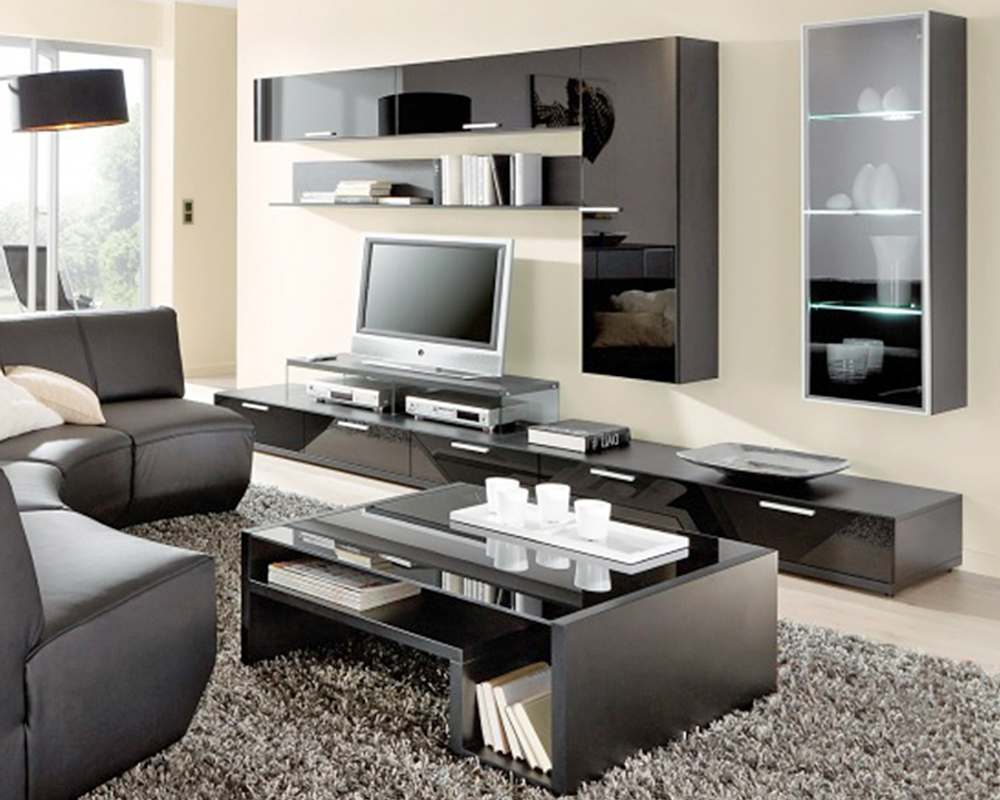 Гостиная Лени МДФ (черная) / Черный 0190 300*55*190 см, Черный   Фиеста