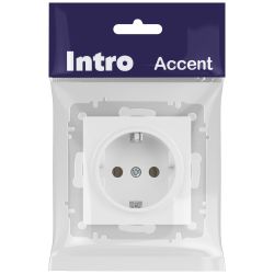 Розетка Intro Accent 6-202-01М 2P+E Schuko 16А-250В IP20 СУ AL/CU белый матовый