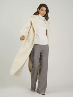 Шуба чебурашка женская из овечьей шерсти тедди, жемчужная, SilverFox