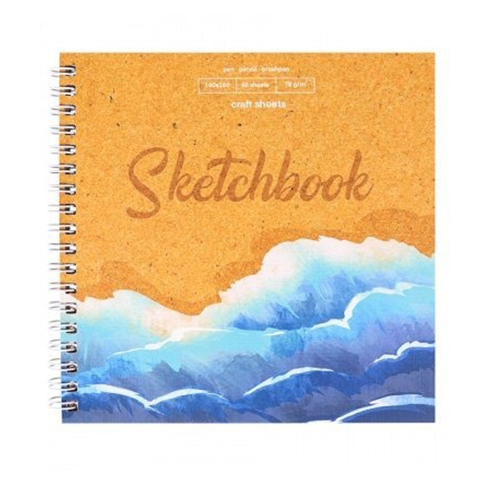 Скетчбук Миленд, формат А6, 40 листов, крафтовая бумага с льном, серия "Море"