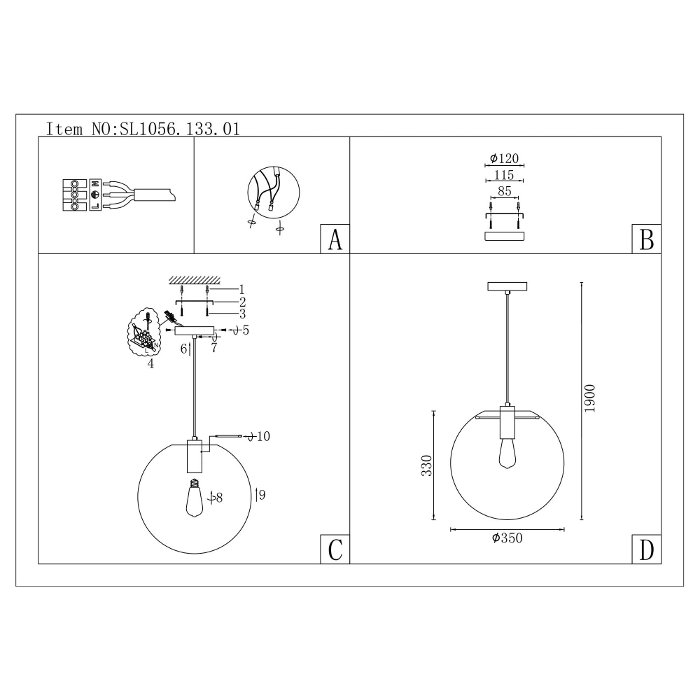 SL1056.133.01 Подвес ST-Luce Хром/Прозрачный E27 1*60W