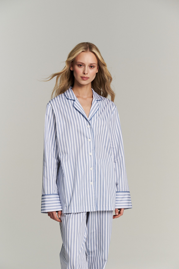 Рубашка с кантом из сатина в полоску