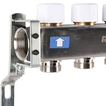 Коллектор Rommer 1"x3/4" на 5 контуров с расходомерами (нерж. сталь) RMS-1200-000005