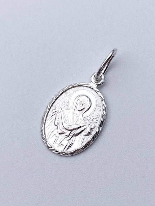 Образок из серебра/Без покрытия/С подвижным ухом/Покров ПБ