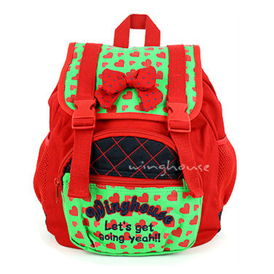 Рюкзак детский разноцветный с принтами сердечек и бантом