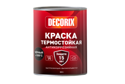 Эмаль термостойкая DECORIX (+1200С) Черный 0,8кг банка 0750-07 DX